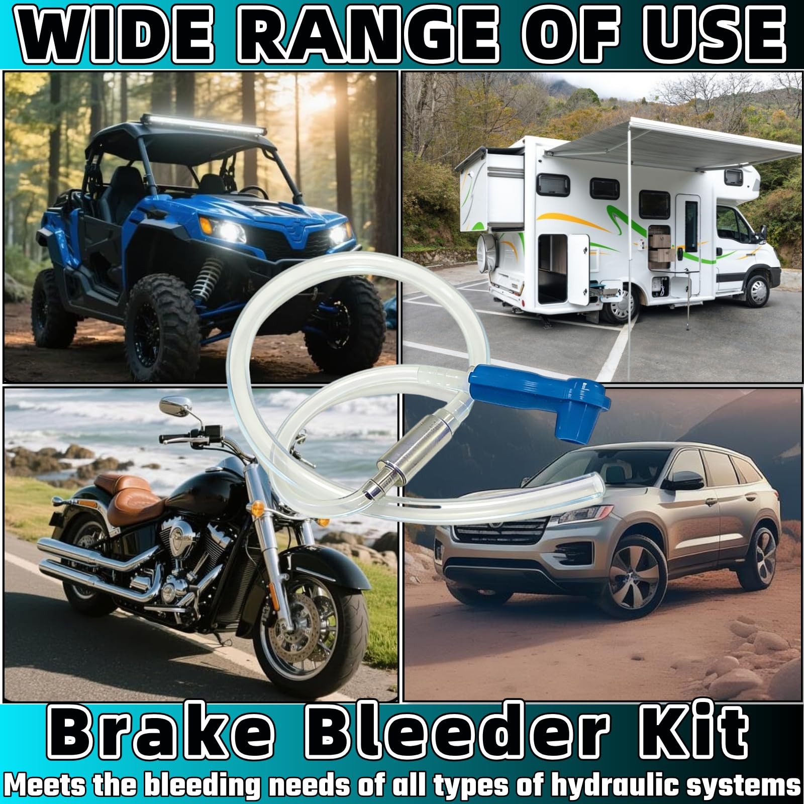Upgraded Universal Brake Bleeder Kit – One Way Check Valve with Hose,