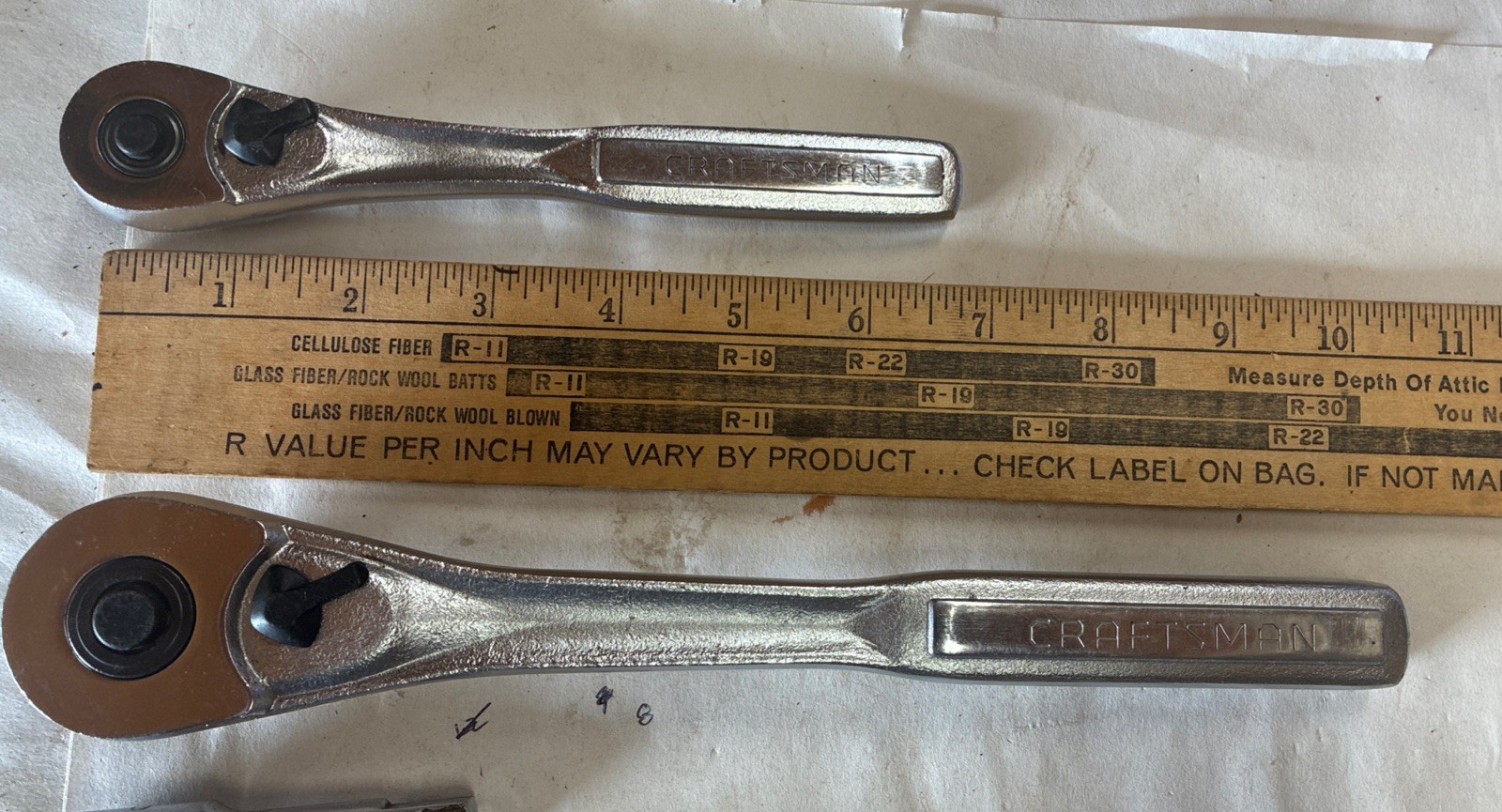 2 Craftsman -VQ- Ratchets USA 1-3”Ext. 1/2”, 1-6” Ext. 3/8”, & 4 Socket Swivels