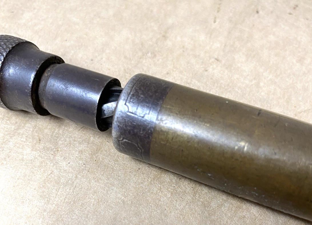 F. Howard, Belfast, Maine (?) Spiral Push Screwdriver 13” w 1800’s Patents