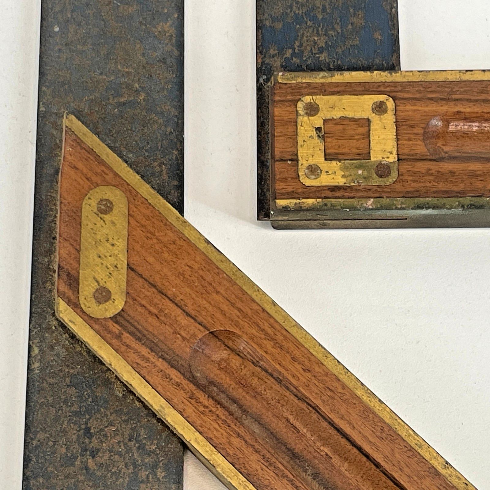 Set of 2 Ulmia Ott Squares 25cm 35cm Rosewood Brass Handle Antique Woodworking