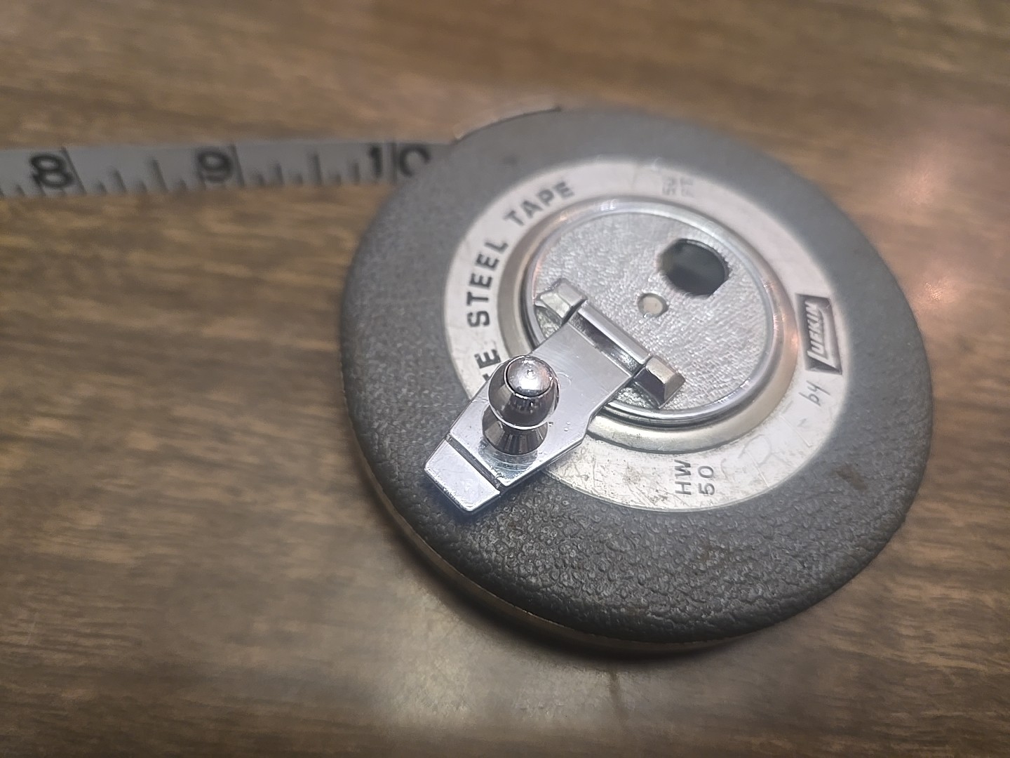 Vintage Lufkin HW50 50 Feet White Steel Tape Measure Gray Case USA 3 Inch