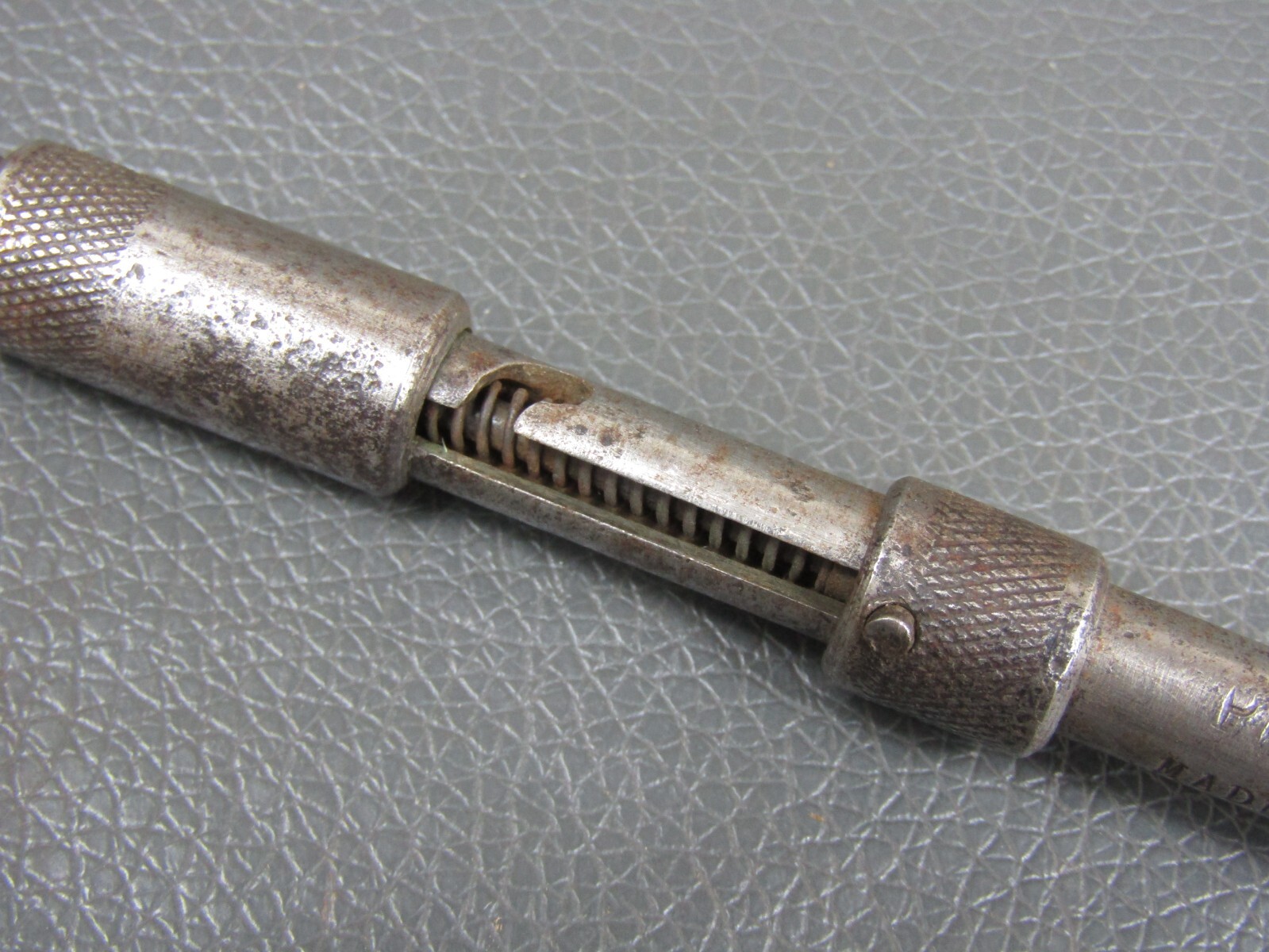 Vintage unusual patent sprung awl & screwdriver turnscrew