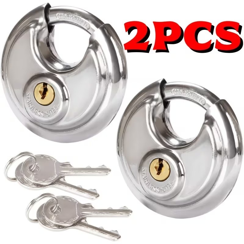2 Pack 60mm Disc Round Padlock Security Lock Garage Shed Outdoor with Keys
