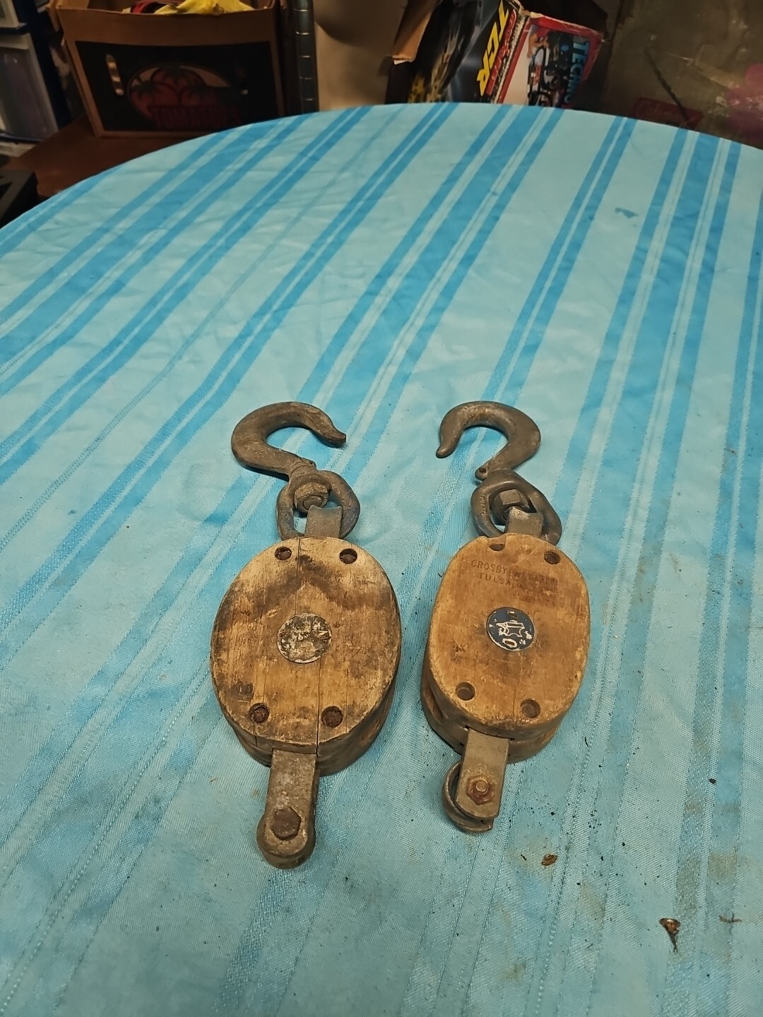 Lot Of 2 Vintage Crosby Western Tulsa OK Single Rope Pulleys 21 4