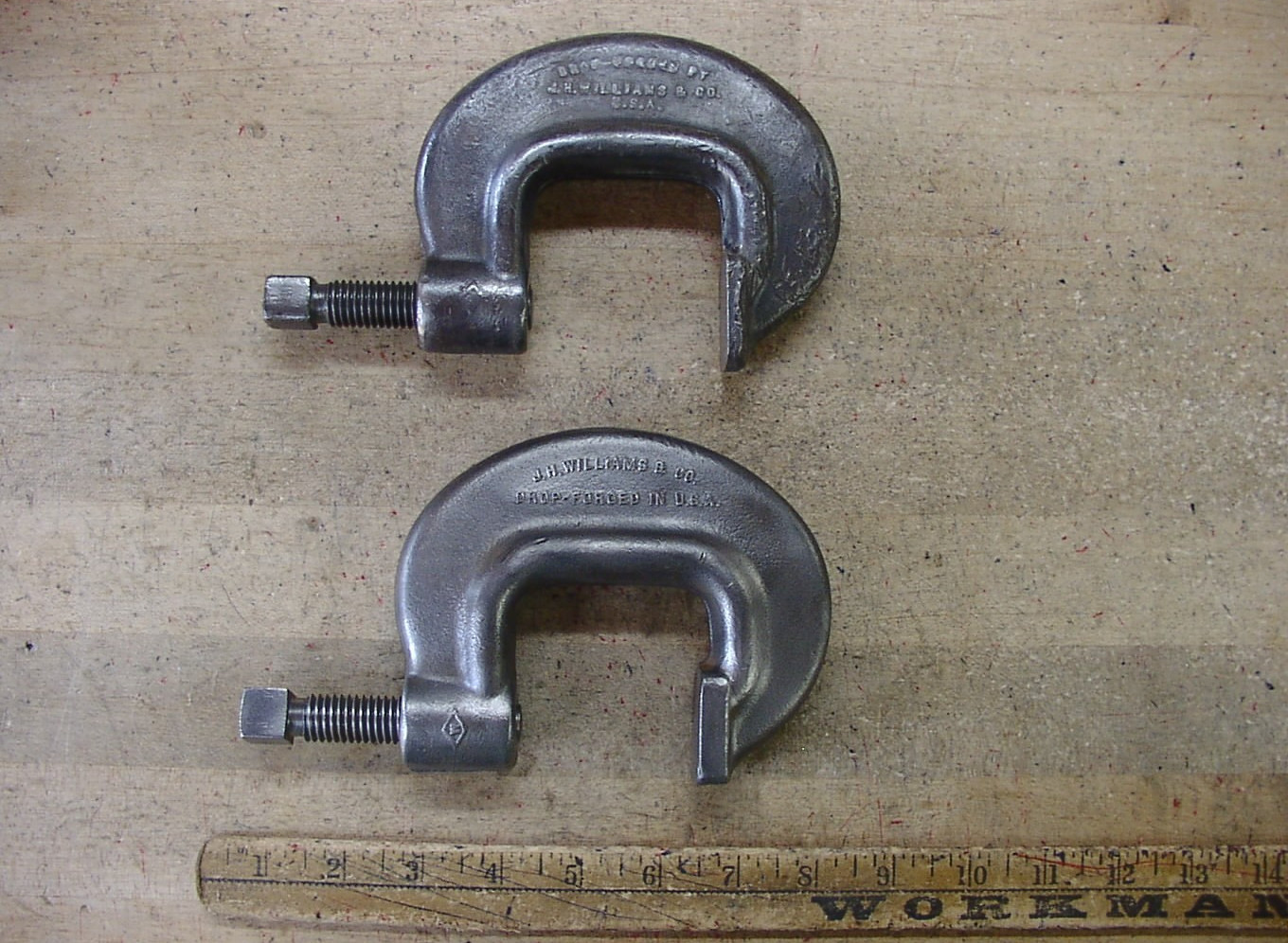 2 Vntg Williams Vulcan No. 2 Heavy Duty Service ‘C” Clamps,{1} XLINT,& {1}VGC
