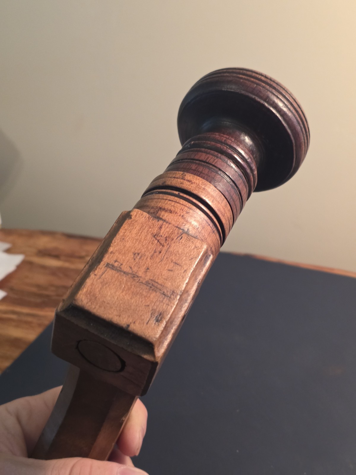 Antique Wood Pad Bit Brace Hand Drill Primitive Chairmakers Boring Tool Rosewood