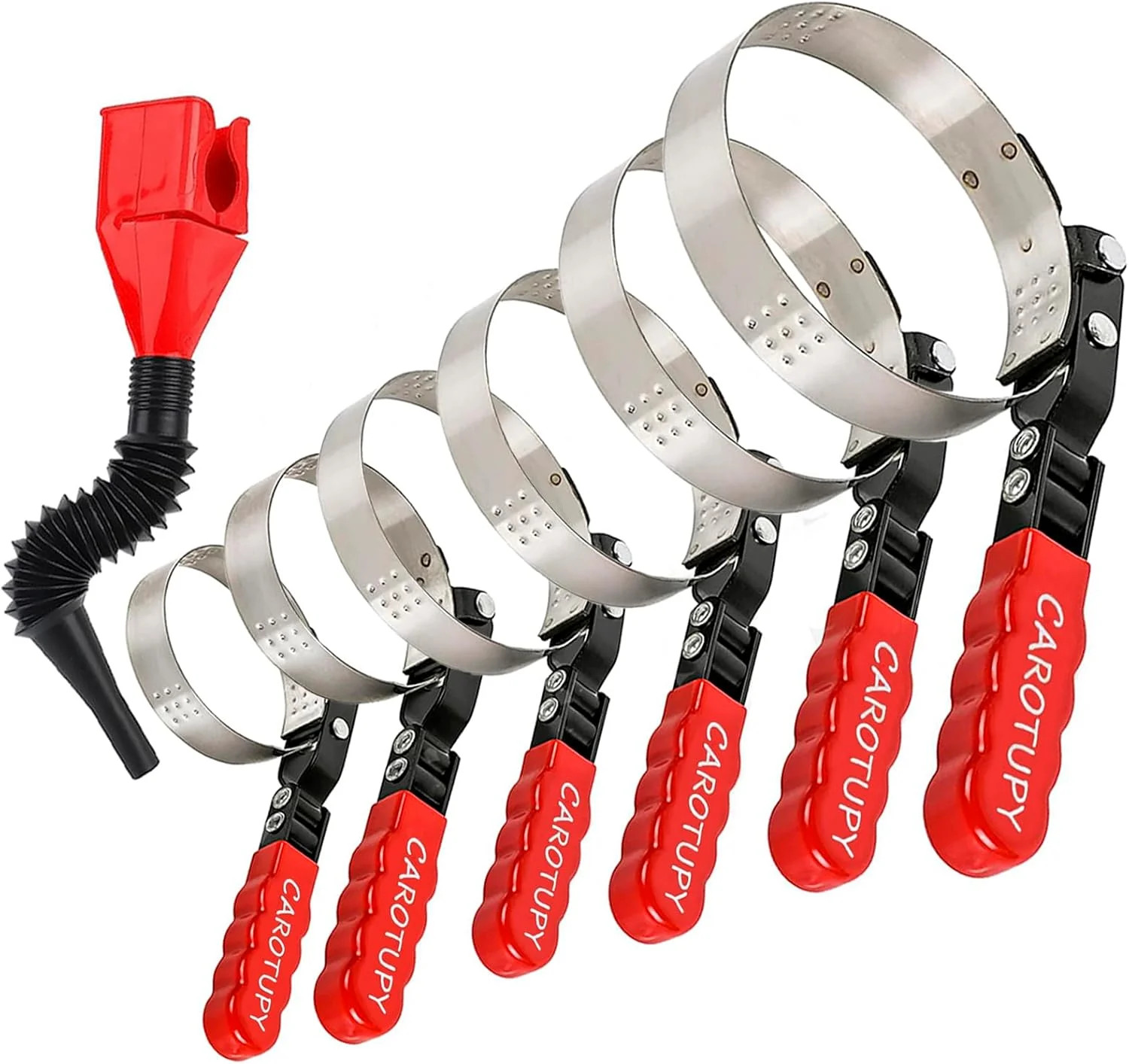 7pcs Oil Filter Wrench Set with Small Oil Funnel for Oil Change, Adjustable Oil
