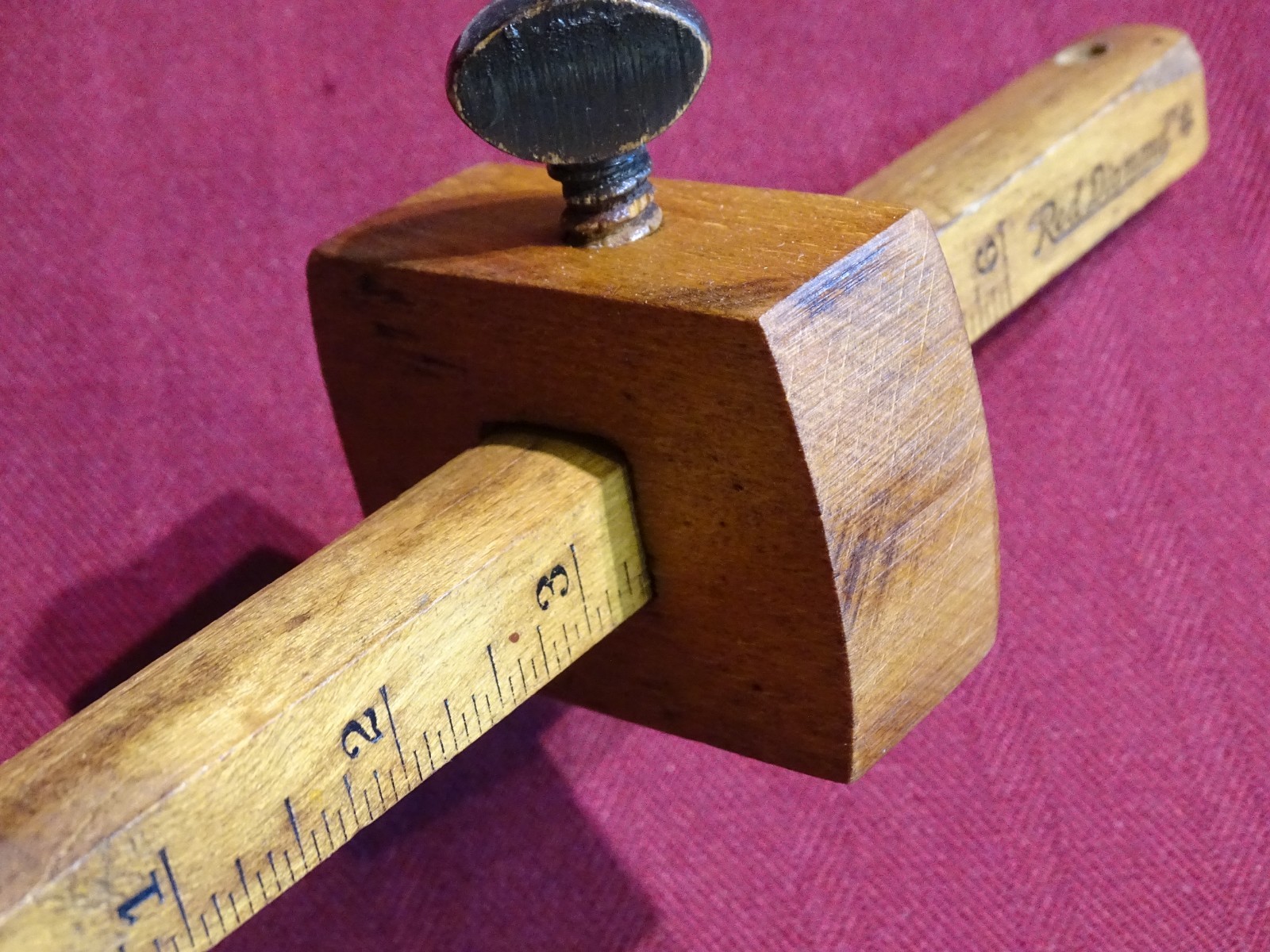 Vintage Red Diamond Group Woodworking Tools, Square, Fold Rule, Chisel, Gauge