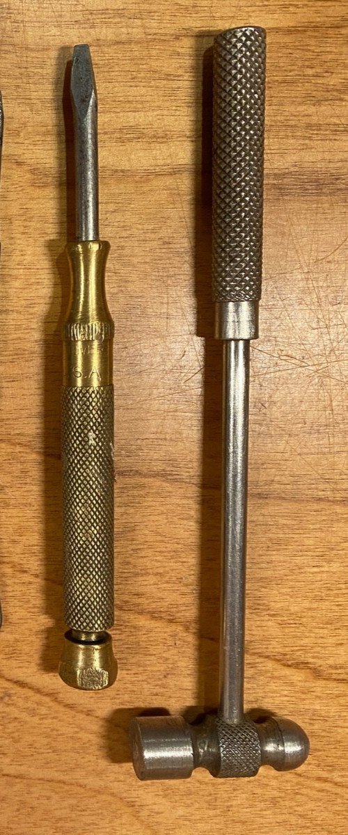 Vintage Tool Set: 5 oz Ball Pein Hammer & GM Co. 4-in-1 Brass Screwdriver, USA