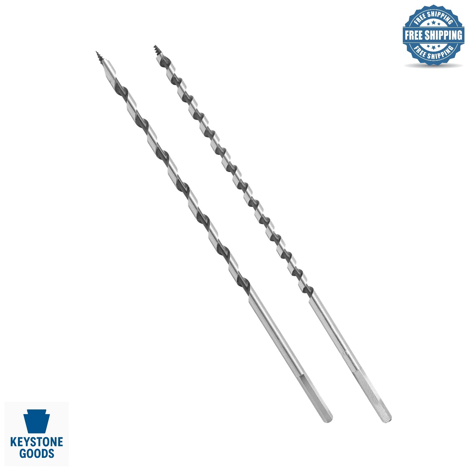 2 Pack 1/4 Inch Wood Auger Drill Bits – 9 Inch Long, High Carbon Steel for Ha…