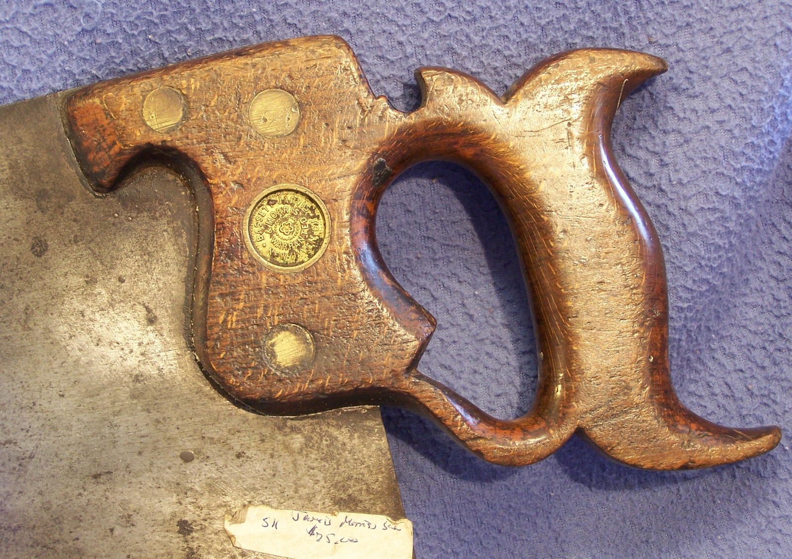 BASSETT JARVIS & MORRIS New Haven CT 26 in split nut die stamped hand saw