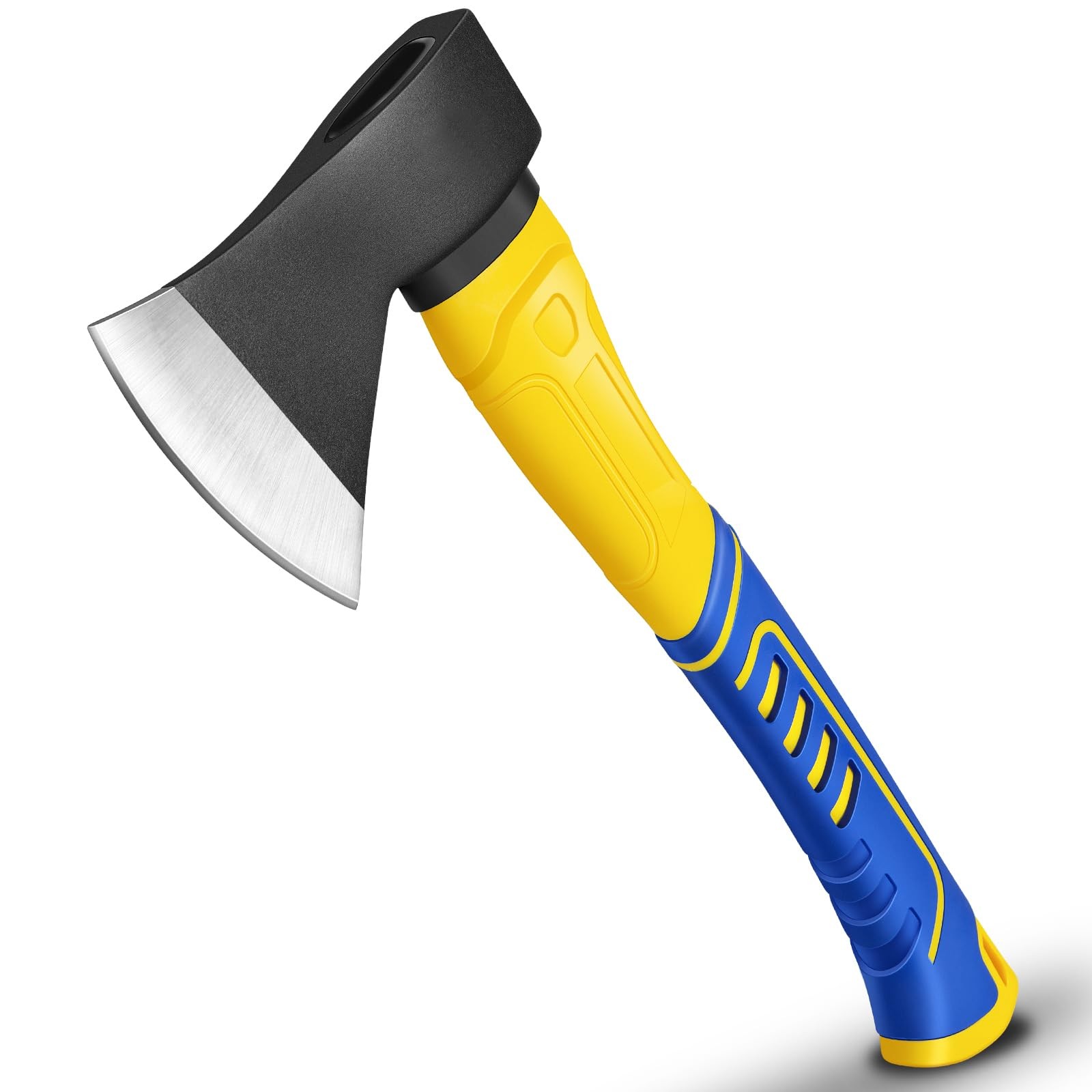 Professional Hatchet, 14″ Wood Axe, Splitter, Outdoor Camp Yellow / Blue