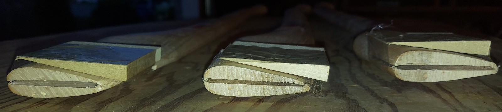 3 NOS Hickory Axe Handles B- grade