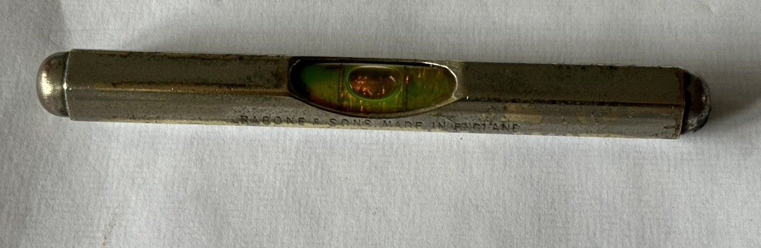 Vintage J Rabone and Sons Mini Spirit Level Chromed Brass, Very Rare! 98mm Long
