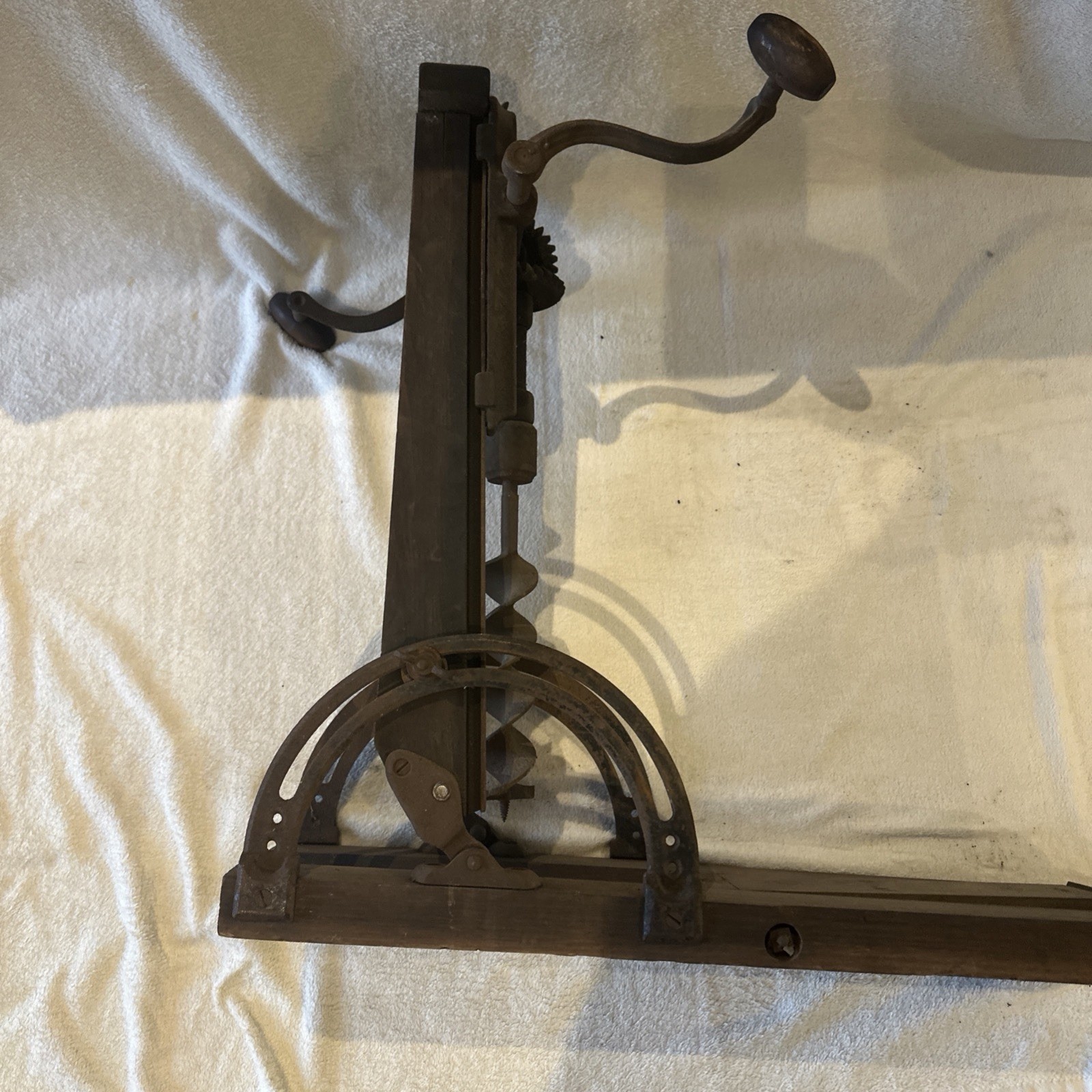 Antique Vintage Foldable James Swan Co Boring Machine-Barn Beam Drill – See Desc
