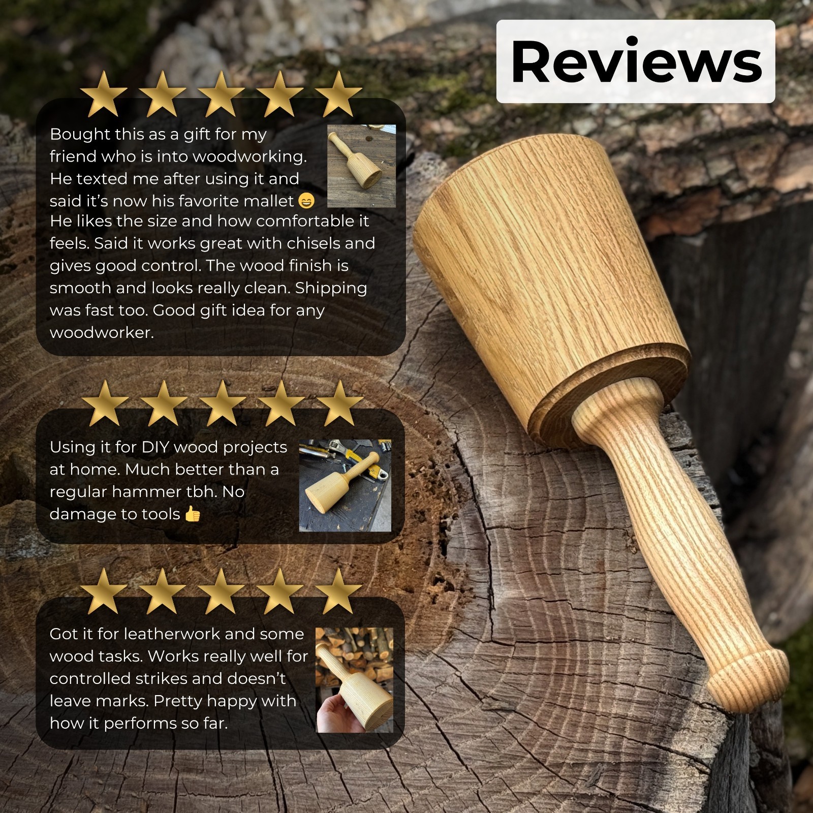 Wooden Mallet for Woodworking. Hand Turned Joiners Mallet for Chisels.