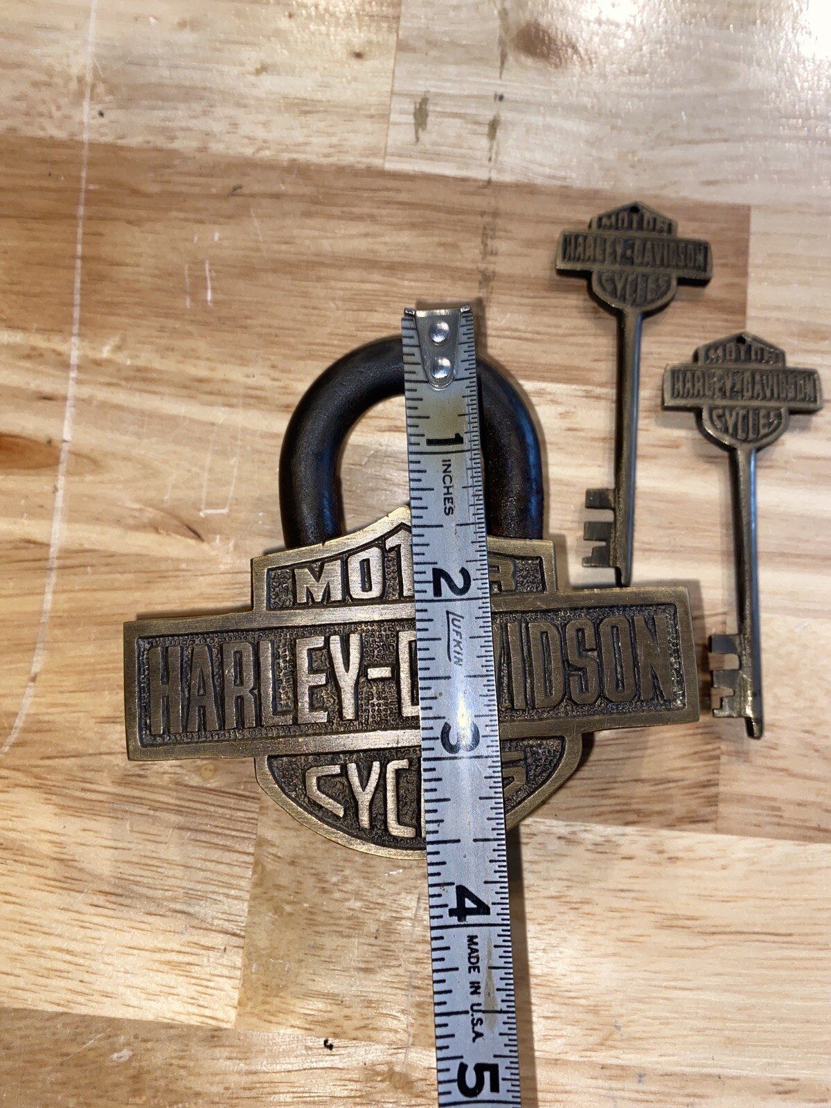 Harley Davidson Padlock Blacksmith Lock Keys Patina Gunsmith Set Lot SOLID METAL