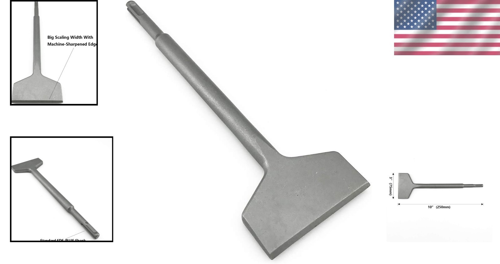 3″ x 10″ Alloy Steel SDS-Plus Tile & Thinset Scaling Chisel for Optimal Removal