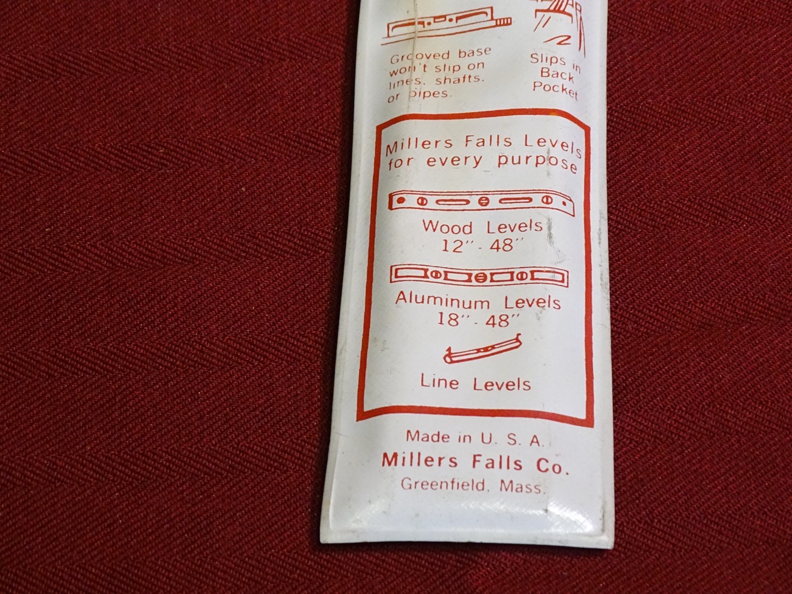 Nice Millers Falls No. 290 Cast Aluminum Torpedo Level & Plumb in Vinyl Pouch