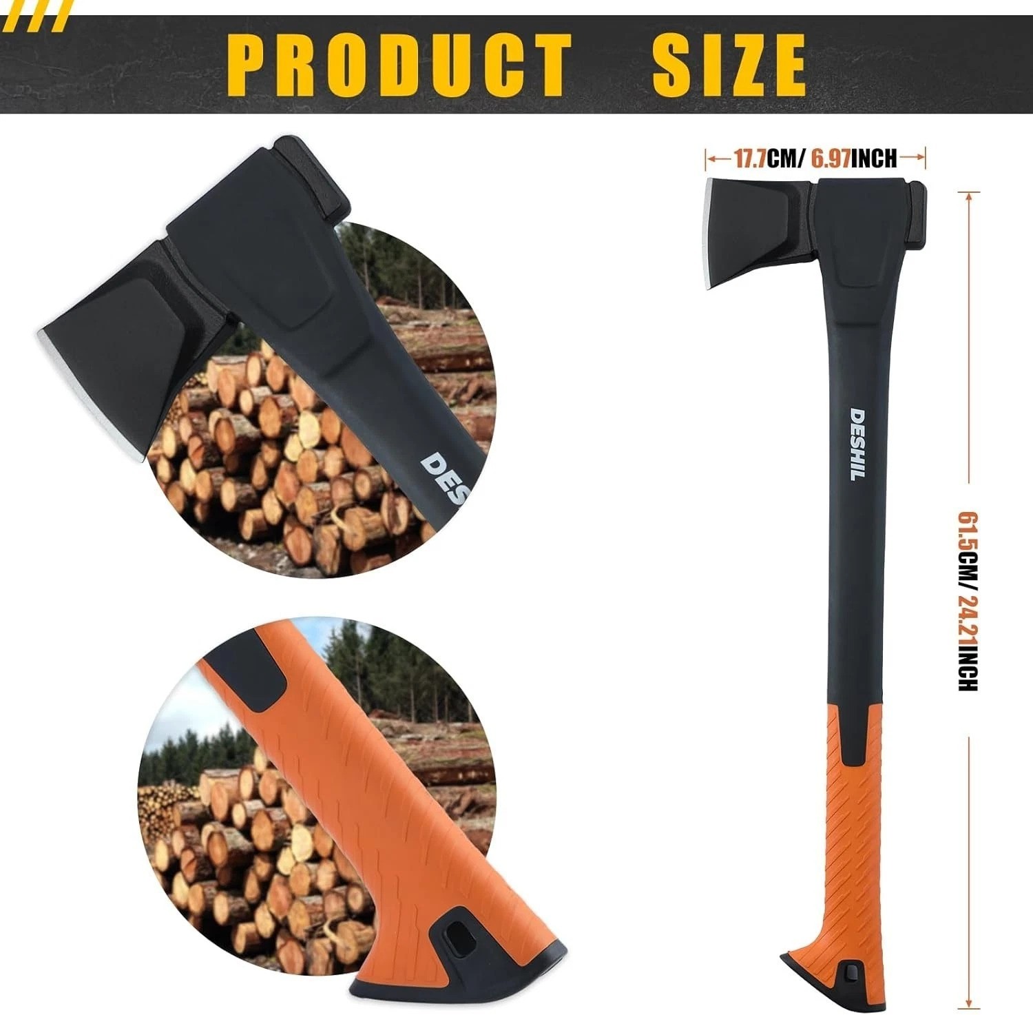 Versatile 24” X17 Camping Axe with Protective Sheath – Ideal for Wood Splitting