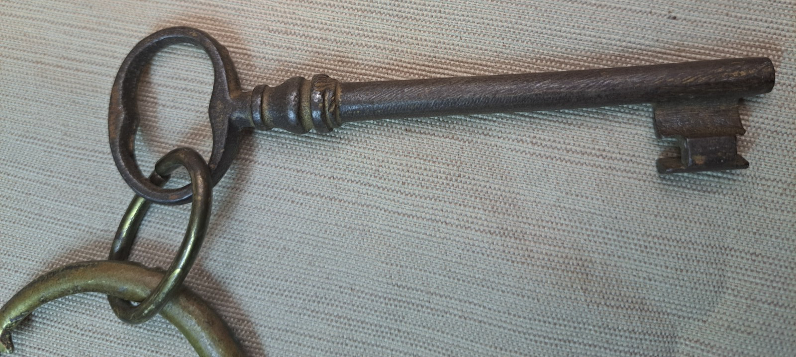 Antique Victorian Skeleton Key on Ornate Brass Ring – 3.25” Warded Door Key
