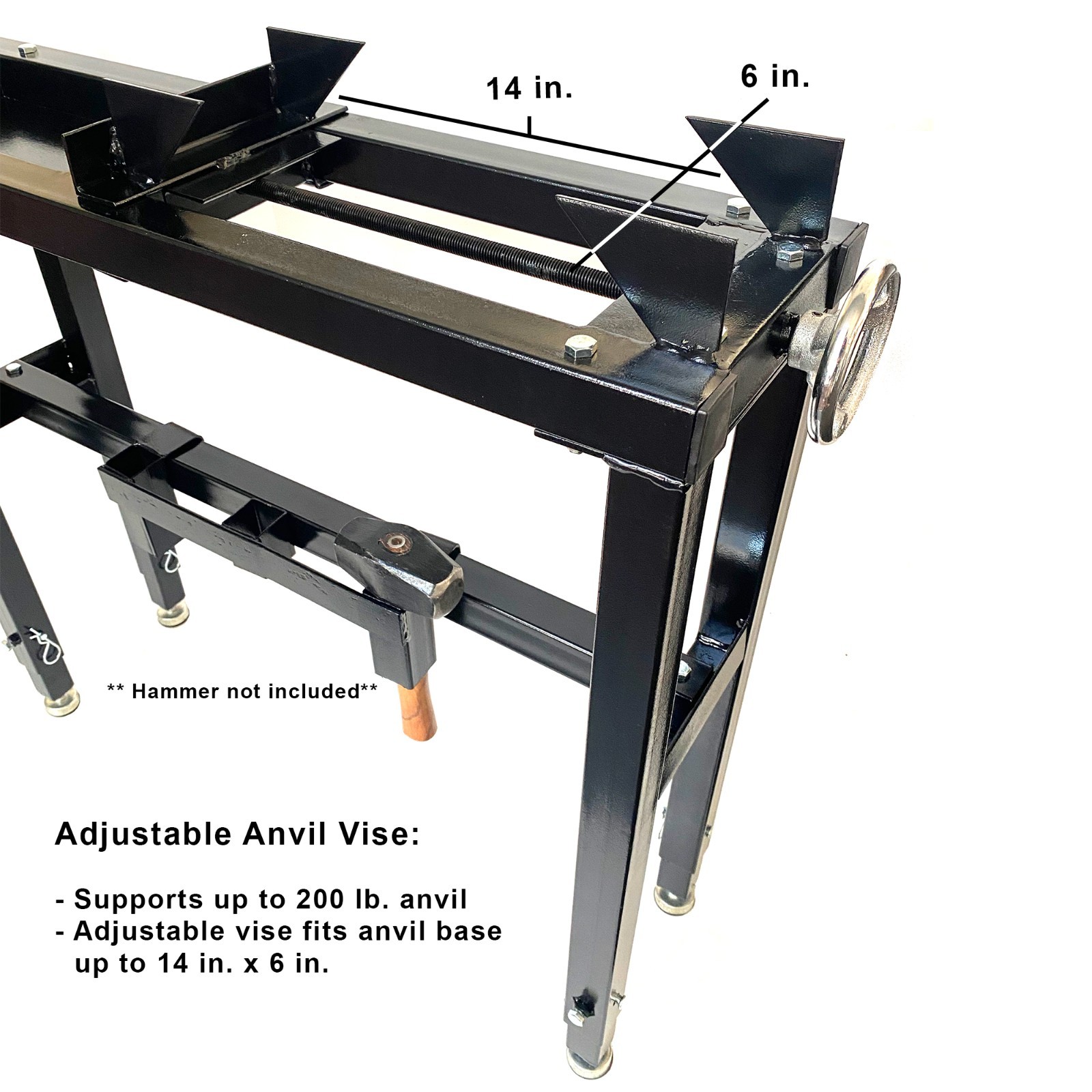 Heavy Duty Adjustable Blacksmith Anvil Stand w/ Tool Holder 200 lb