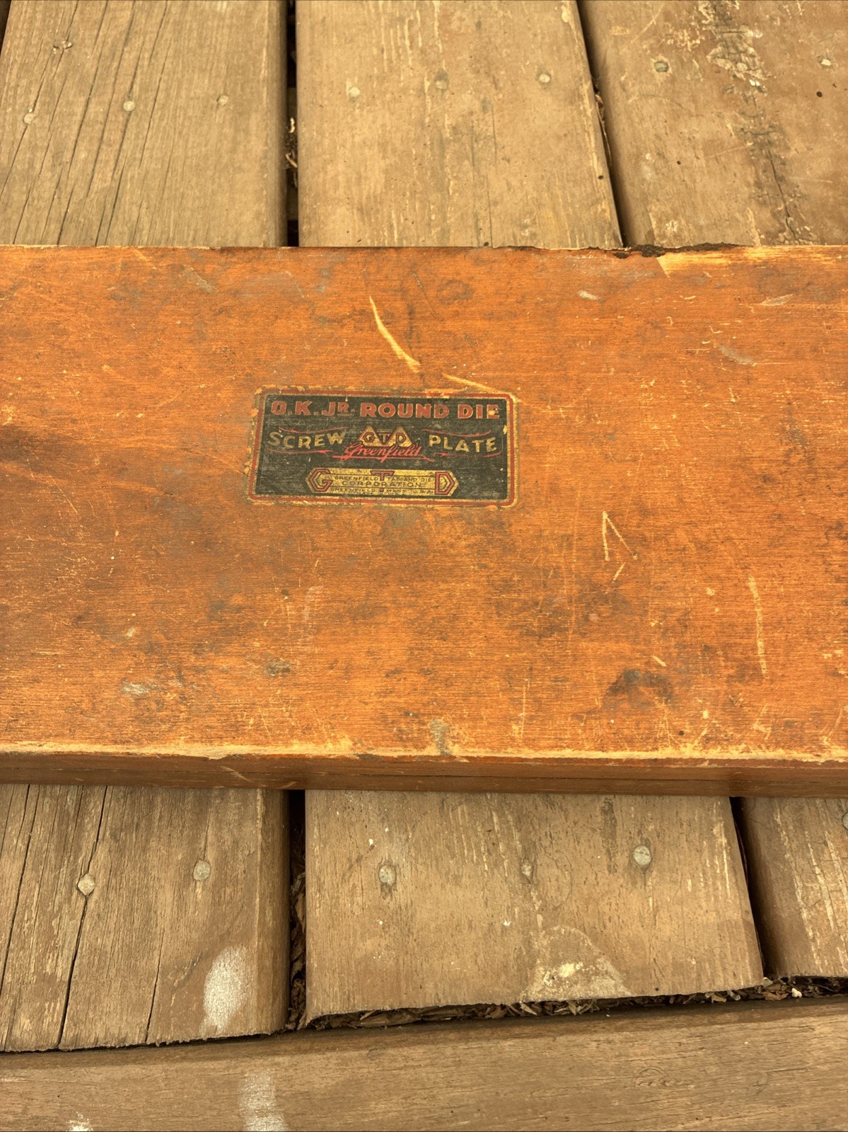 GREENFIELD No 405 O.K. Jr ROUND DIE SCREW PLATE TAP & DIE SET Wood Case USA