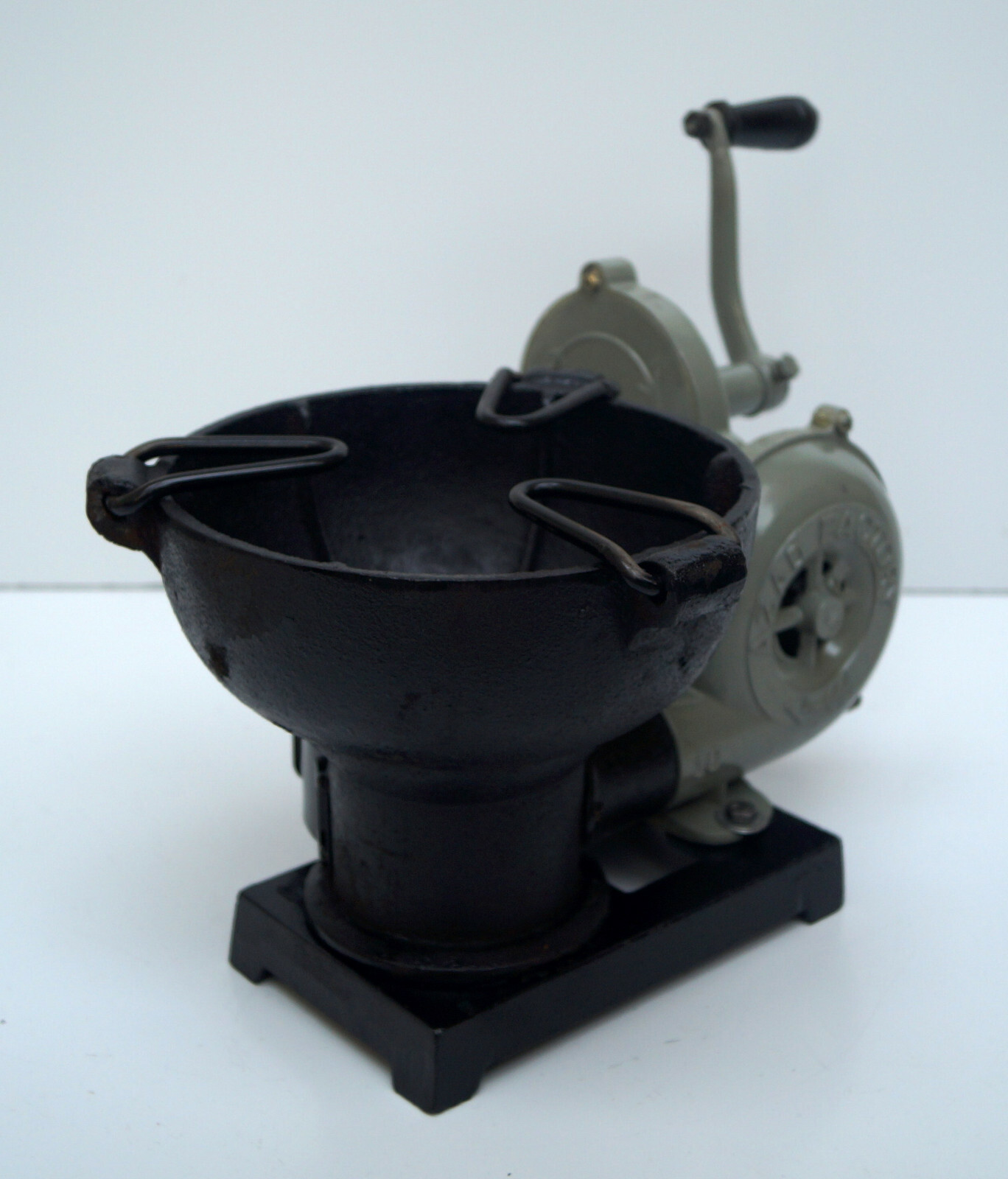 Vintage style forge furnace with hand blower pedal type handle blacksmith tool