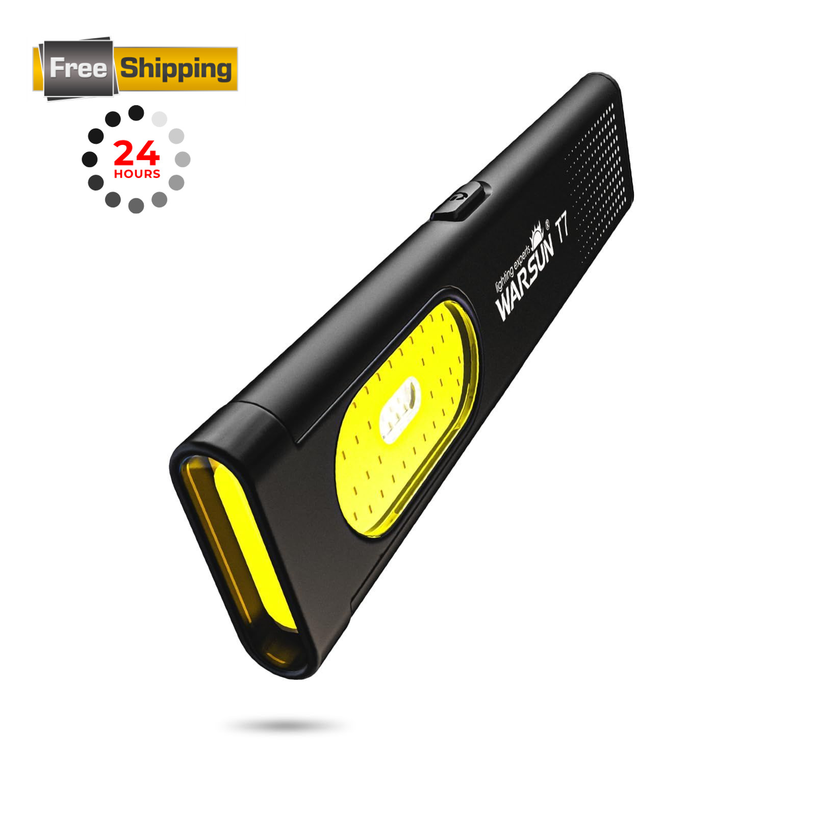 WARSUN T7 Flat Rechargeable Flashlight, Slim Pocket LED EDC Light Black-1Pcs