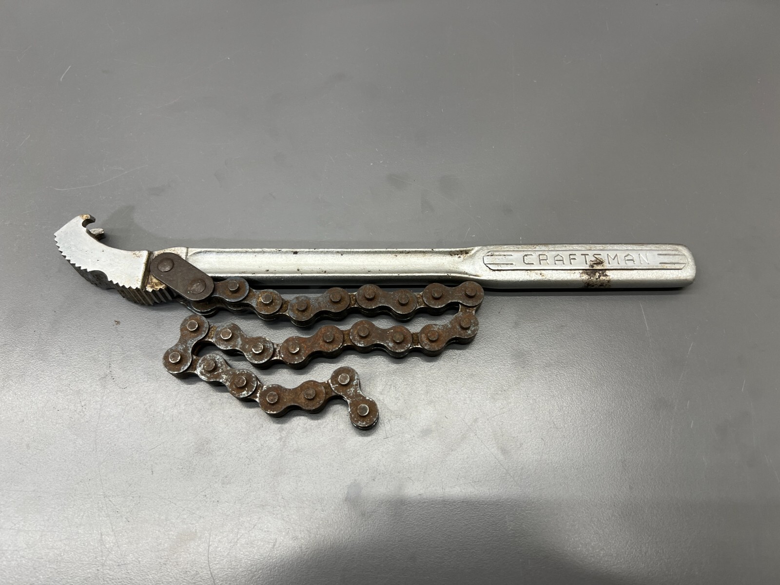 (c) VINTAGE CRAFTSMAN =V= 12″ CHAIN WRENCH PAT. 2944452 – MADE IN USA