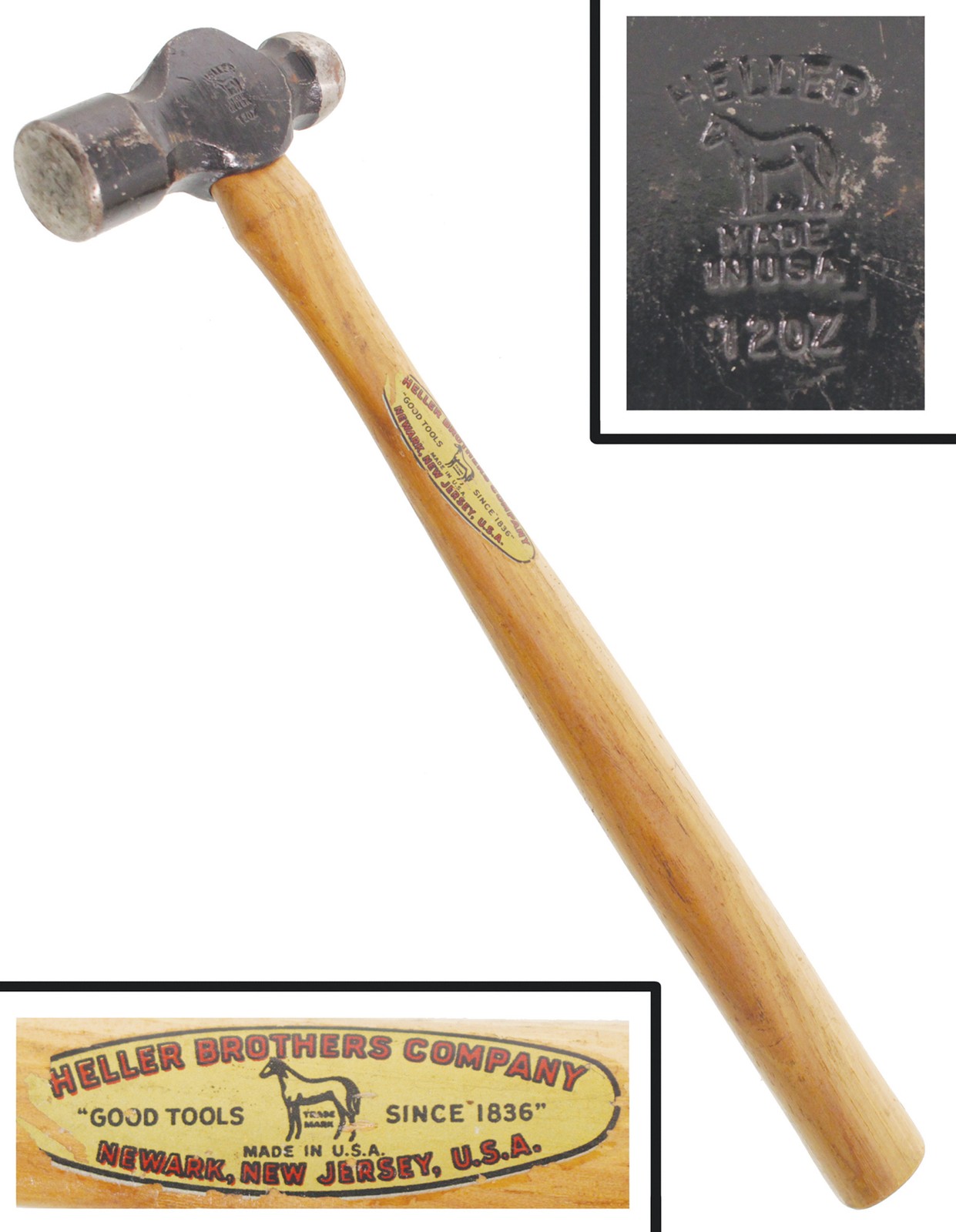 Unused Heller & Brothers, Newark Ball Pein Hammer, No. 801 B – mjdtoolparts