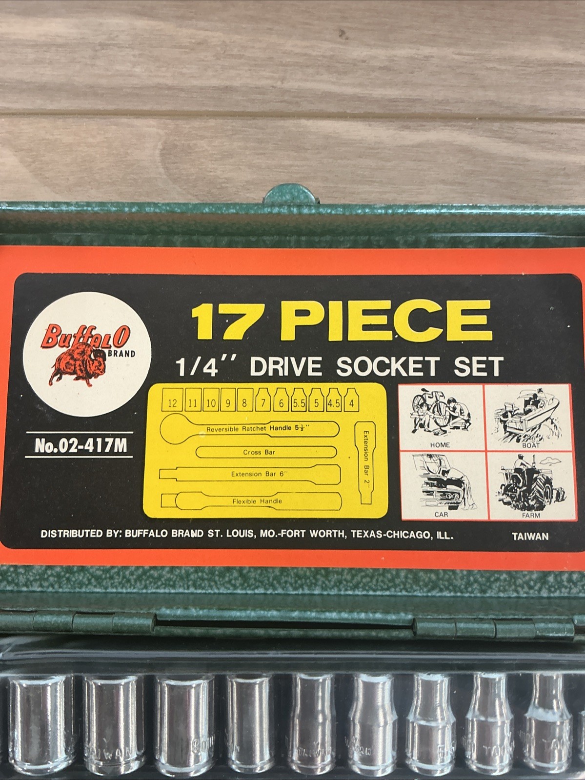 Vtg Buffalo Brand 30pc Forged Socket Set No 1430 1/4″ Drive SAE Metric 1970s