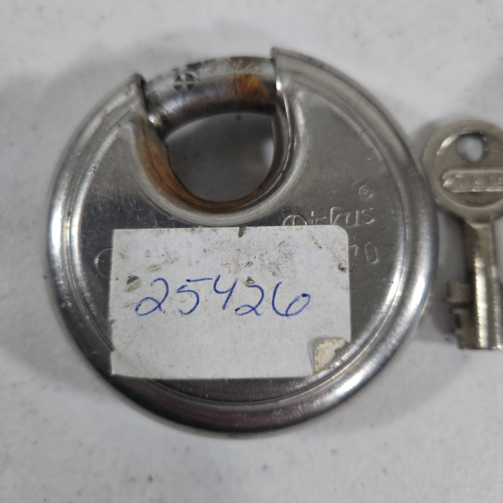 Lot of 2 ABUS Diskus 25/70 Stainless Steel Padlocks Keyed Alike w/ 1 Key