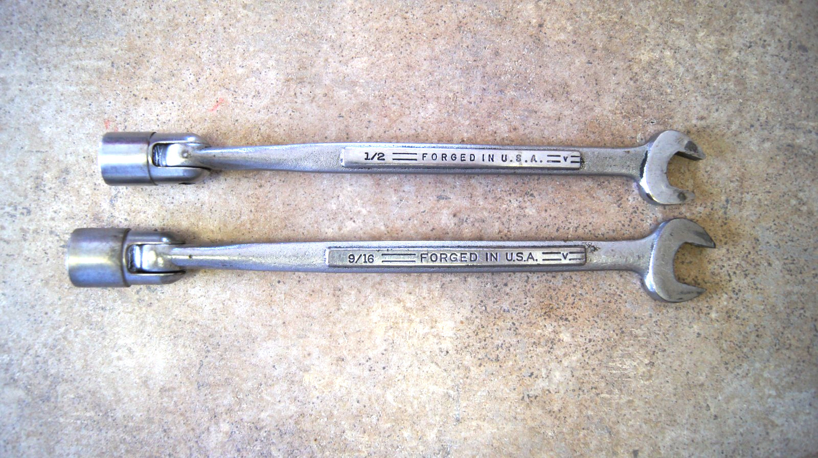 2 Vintage Craftsman Flex-head Combination Wrenches 1/2-9/16 V series
