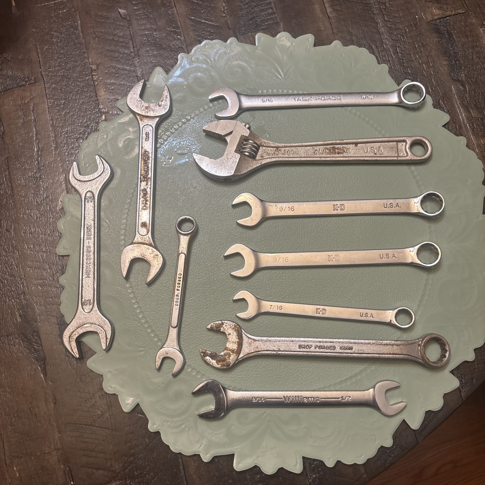 Vtg 10 Piece Mixed Lot Tool Wrench Mercedes Matador K D Chrome Proto Daie USA