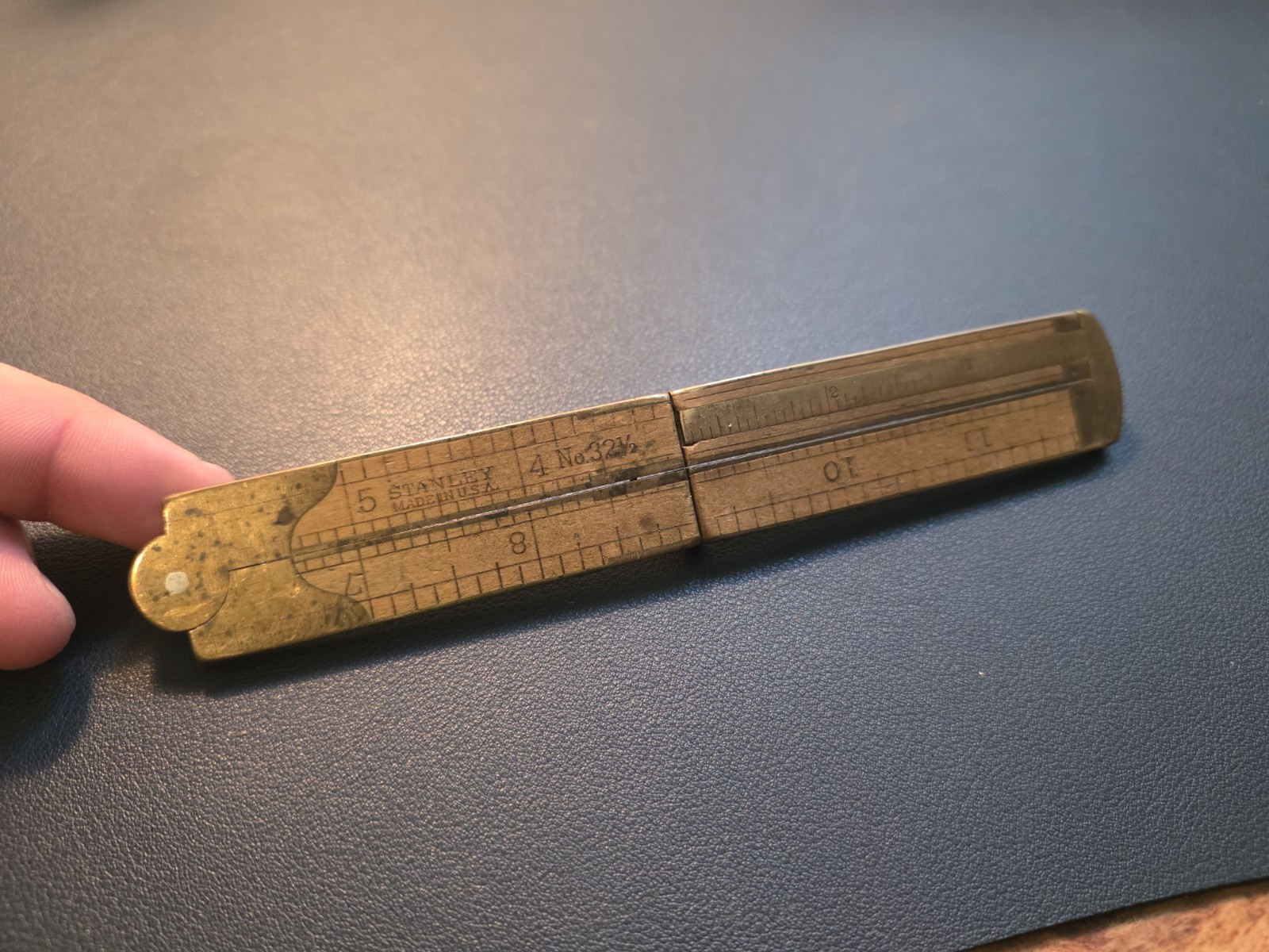 Vintage No. 32 1/2 Stanley Boxwood and Brass 4 Fold 12″ Ruler Slide Caliper Inv1