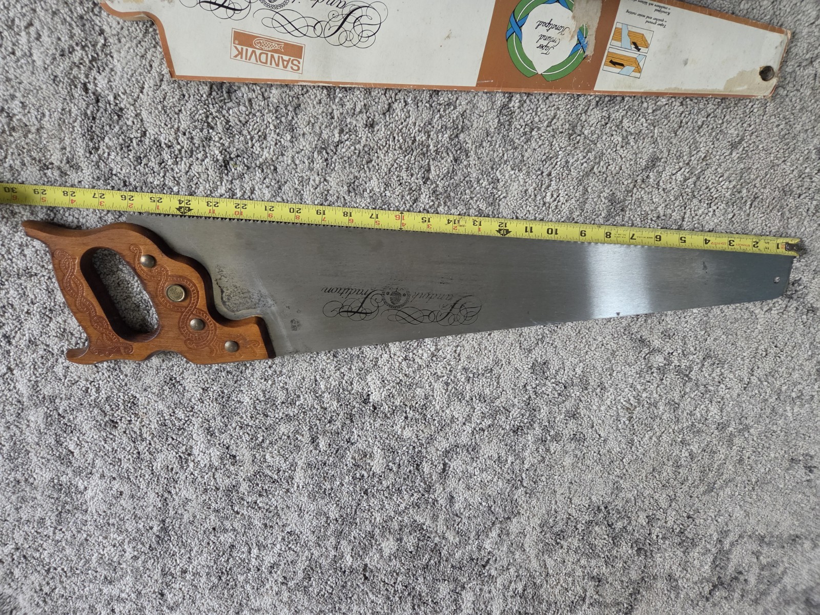 Vintage Sandvik 277 Serpent/Dragon Wooden Handle Hand Saw New Other 26″