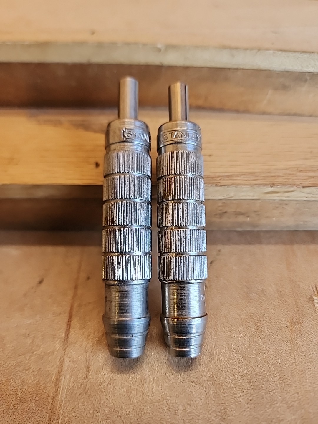 2 Vintage Stanley No. 1111 Spring Loaded Center Punch. Made in U.S.A.