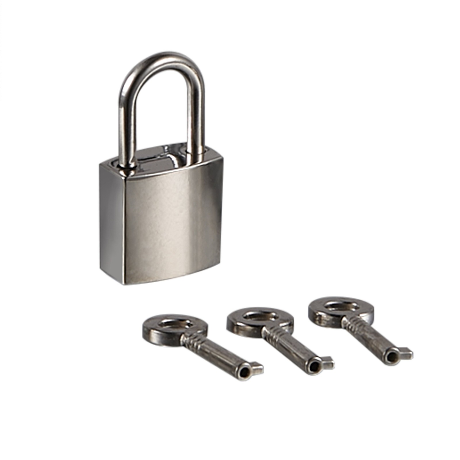 Mini Metal Lock – Zinc Replacement Pad-Lock with Keys, Mirror Glossy (Silver)
