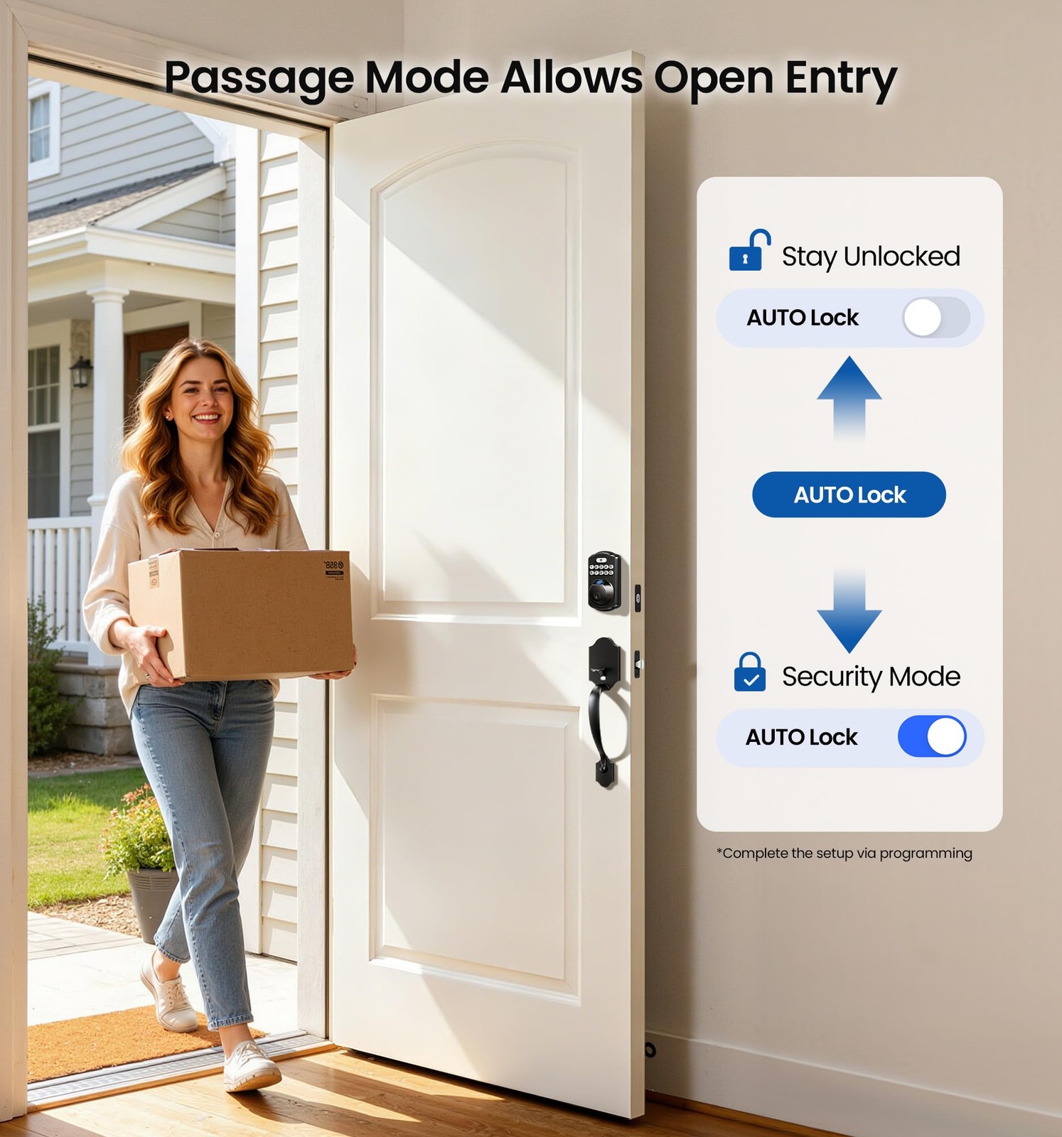 Veise KS02A Fingerprint Keyless Entry Door Lock, Auto Satin Nickel