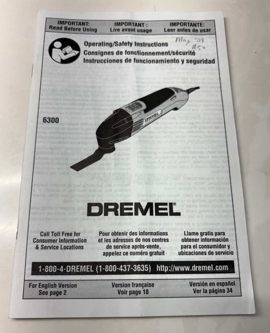 Dremel Operating / Safety Instructions 6300 Owner’s Manual