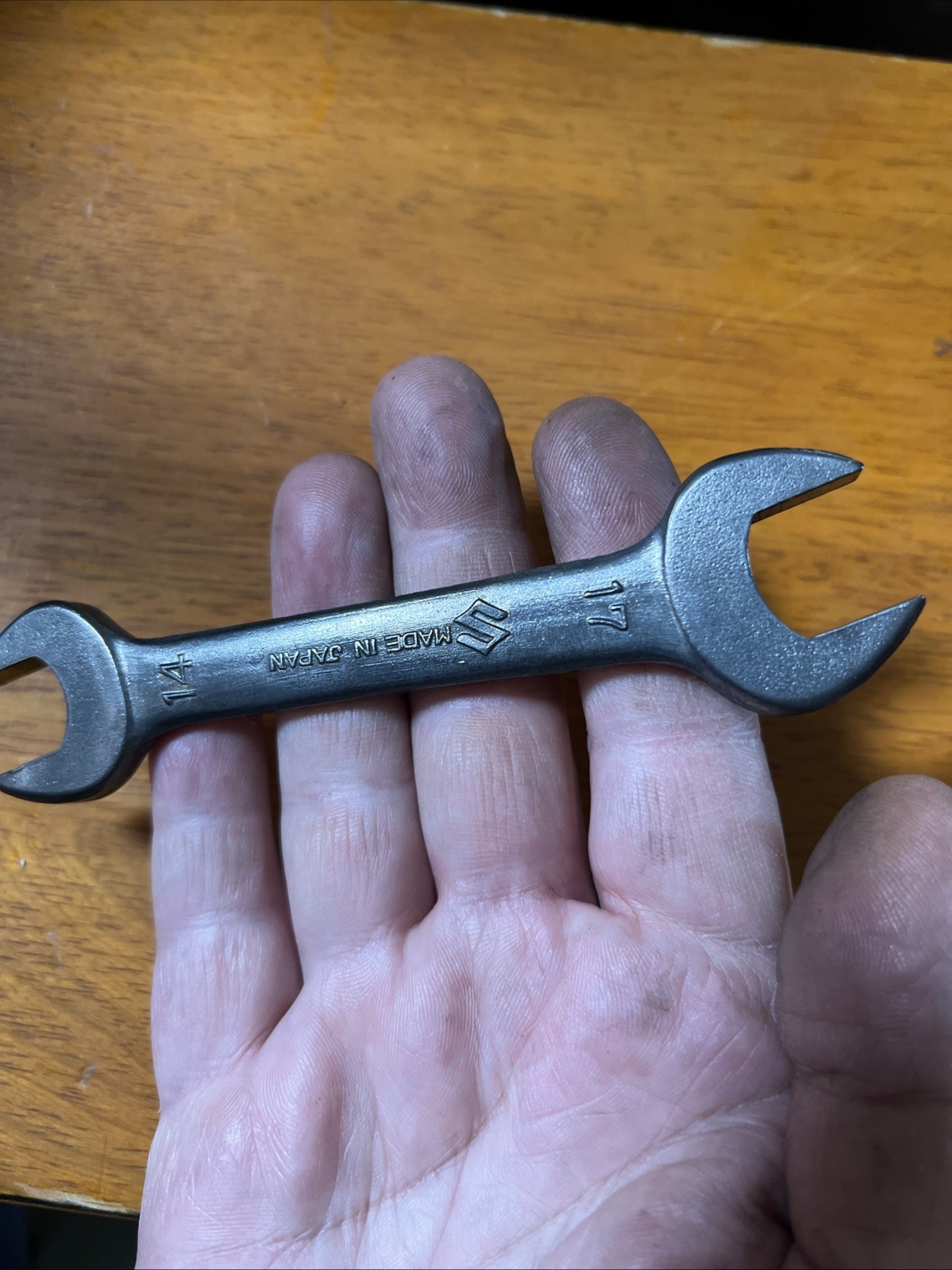Vintage SUZUKI 14mm X 17mm Open End Hand Wrench EMBOSSED JAPAN Car Motorcycle
