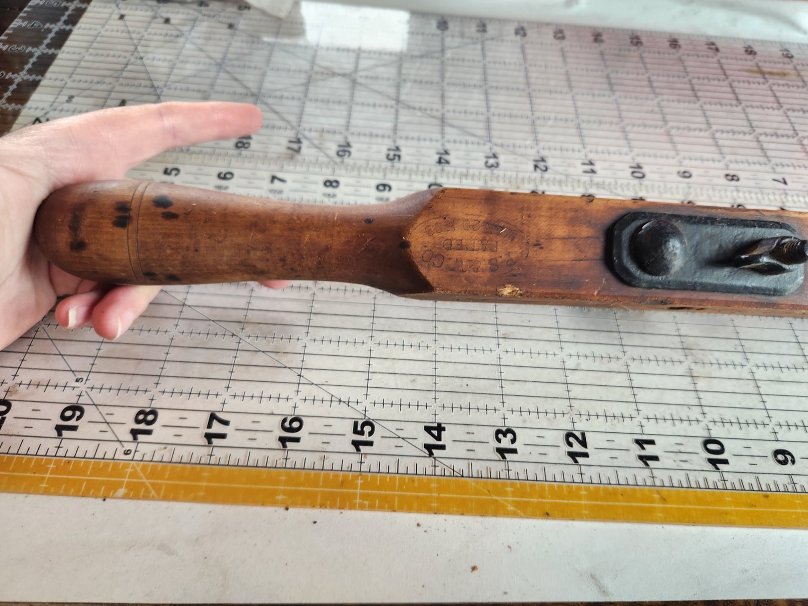 Antique P.S. & W. Co. T-Handle Auger Drill Pat. Mar 20 1888 Timber Barn Tool