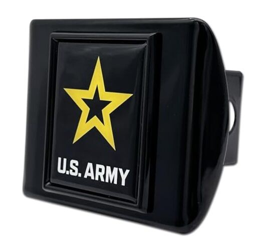 Officially Licensed U.S. Army Star All Metal Hitch Cover for Trucks and Black