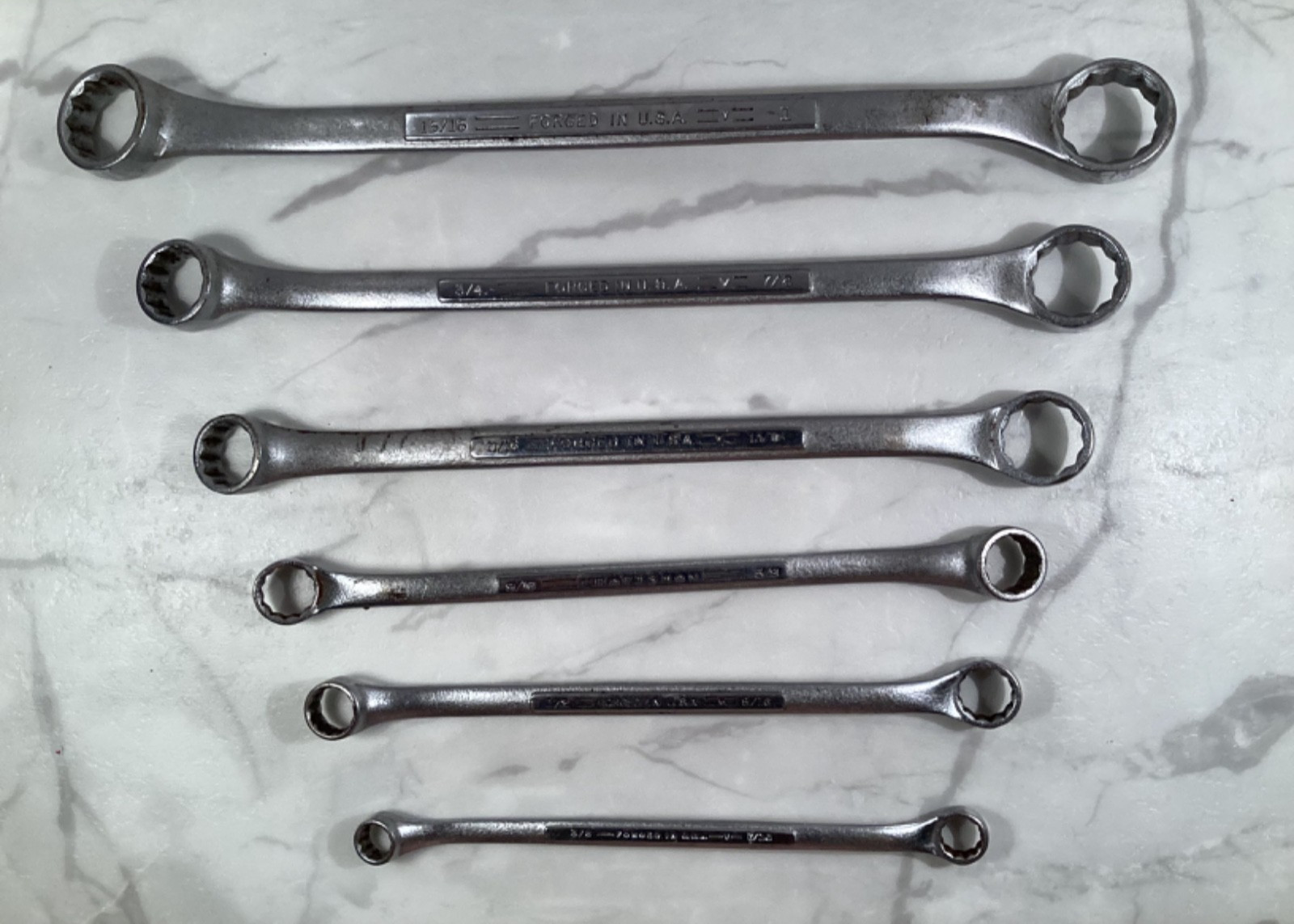 Vtg Craftsman Box Wrench “V” Series Set of 6 SAE Double Box End 12 Point USA EUC
