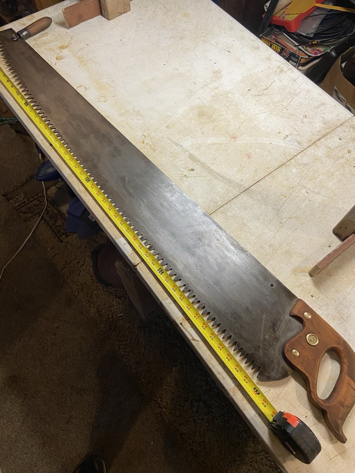 Antique Henry Diston & Sons Plain Tooth Saw 48” Plate PHILADA Medallion W/handle