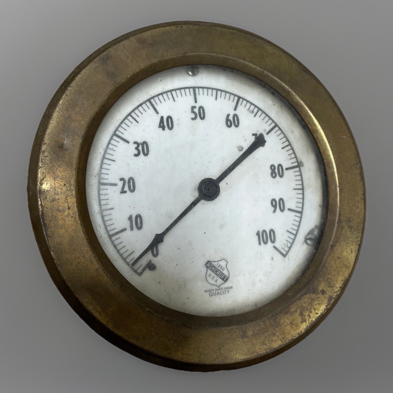Antique Ashcroft American Nautical Brass Steam Engine Pressure Gauge 6.5 Inches