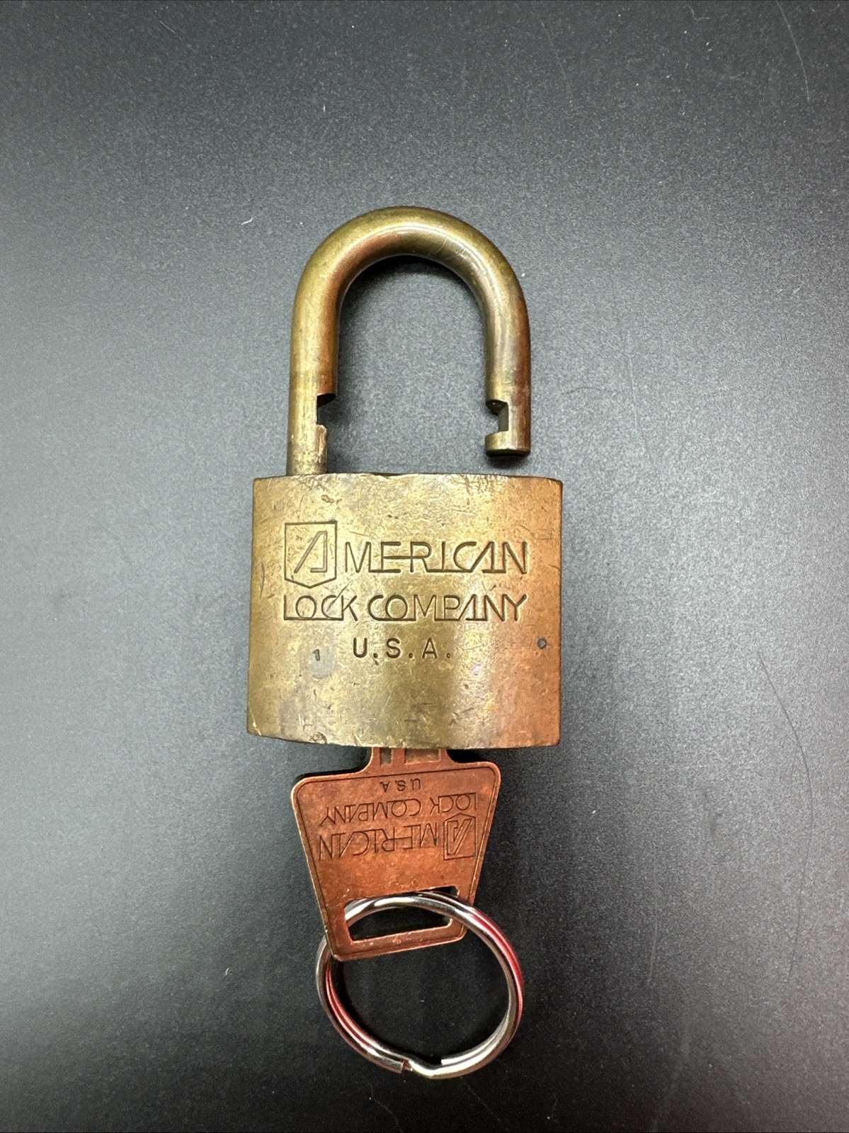 Vintage US Military American Lock Co Brass Padlock W/ Key Working Footlocker
