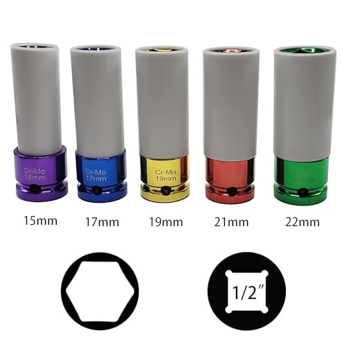 5PCS 1/2″ 15mm 17mm 19mm 21mm 22mm Impact Drive Lug Nut 5PCS 15 17 19 21 22mm