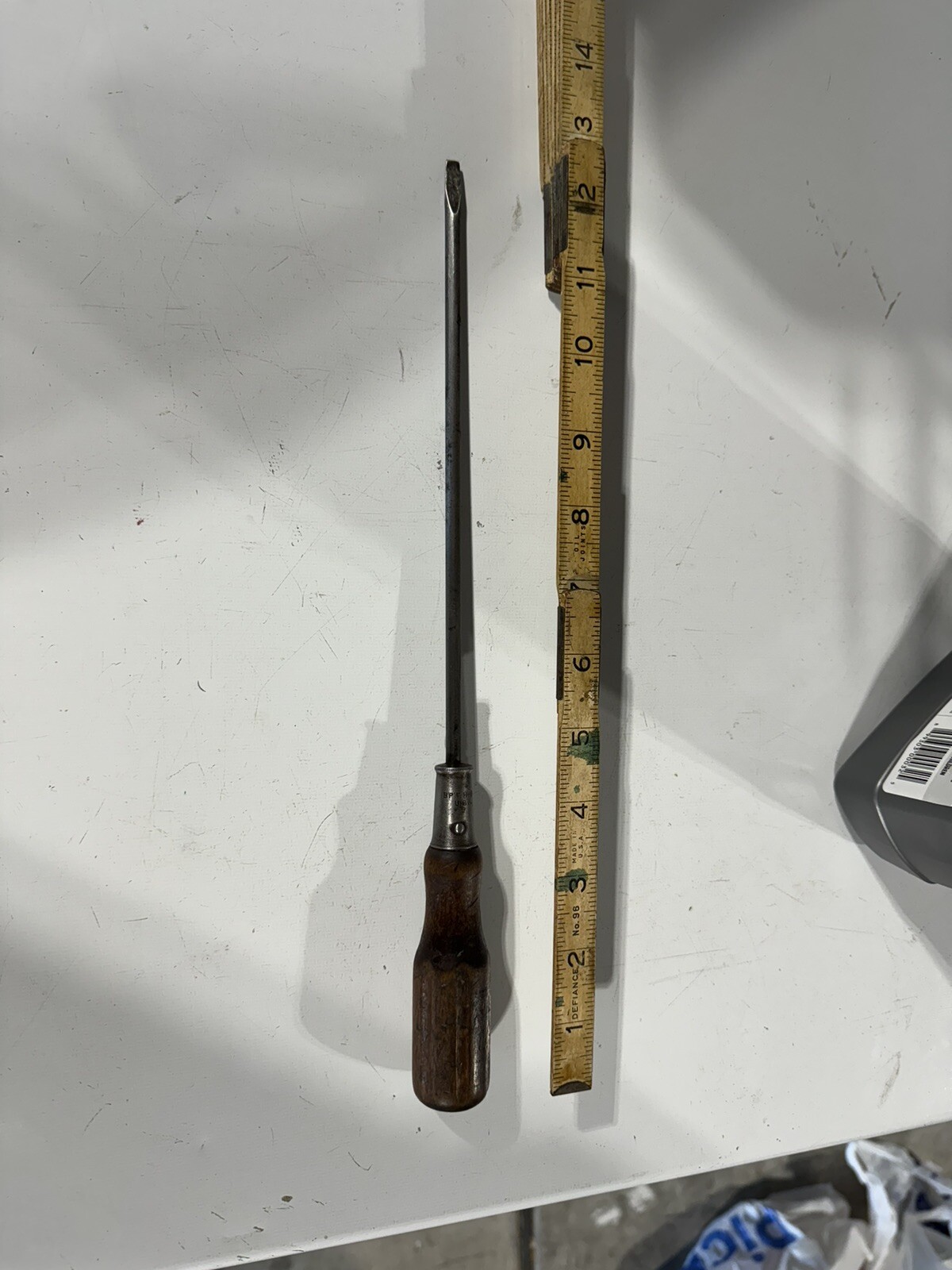 Vintage Wood Handle Screwdriver Stamped BP’T HDW’E USA 13” Bridgeport Hardware